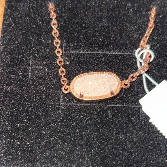 Kendra Scott NWT Elaina Rose Gold Adjustable bracelet in iridescent drusy - Picture 2 of 5